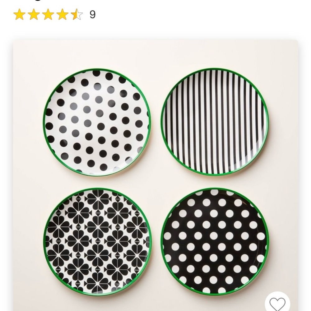 COPY - Set of Four Black and White Patterned Plates target x Kate Spade